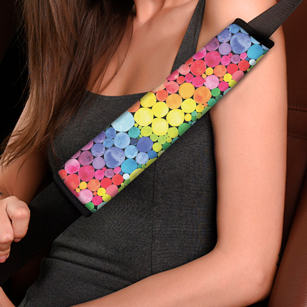 Watercolor Rainbow Pattern Print Car Seat Belt Covers