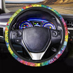 Watercolor Rainbow Pattern Print Car Steering Wheel Cover