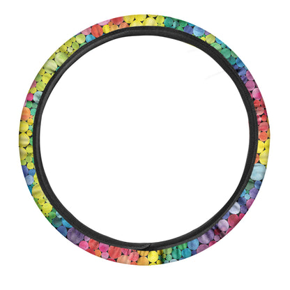 Watercolor Rainbow Pattern Print Car Steering Wheel Cover