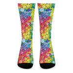 Watercolor Rainbow Pattern Print Crew Socks