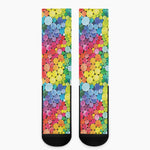 Watercolor Rainbow Pattern Print Crew Socks