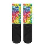 Watercolor Rainbow Pattern Print Crew Socks