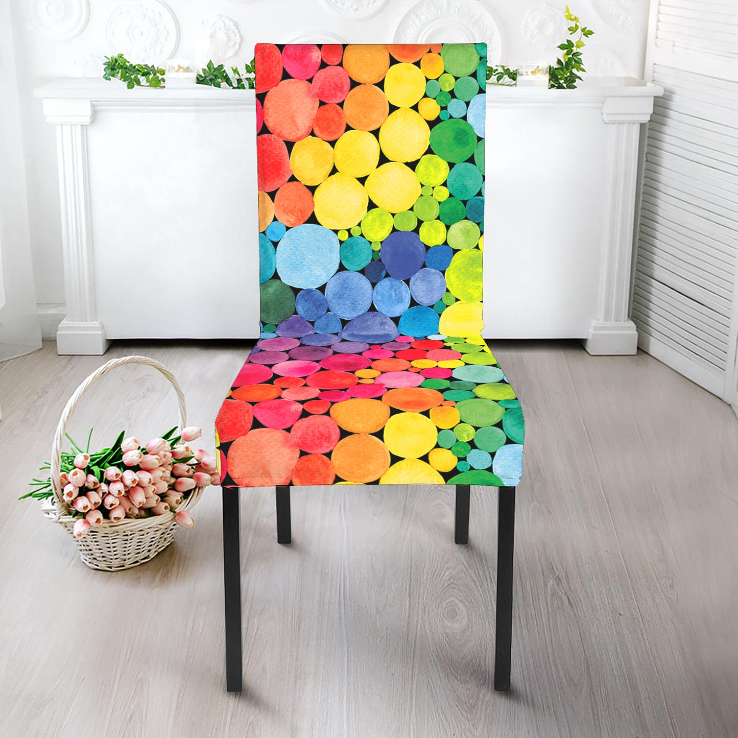 Watercolor Rainbow Pattern Print Dining Chair Slipcover