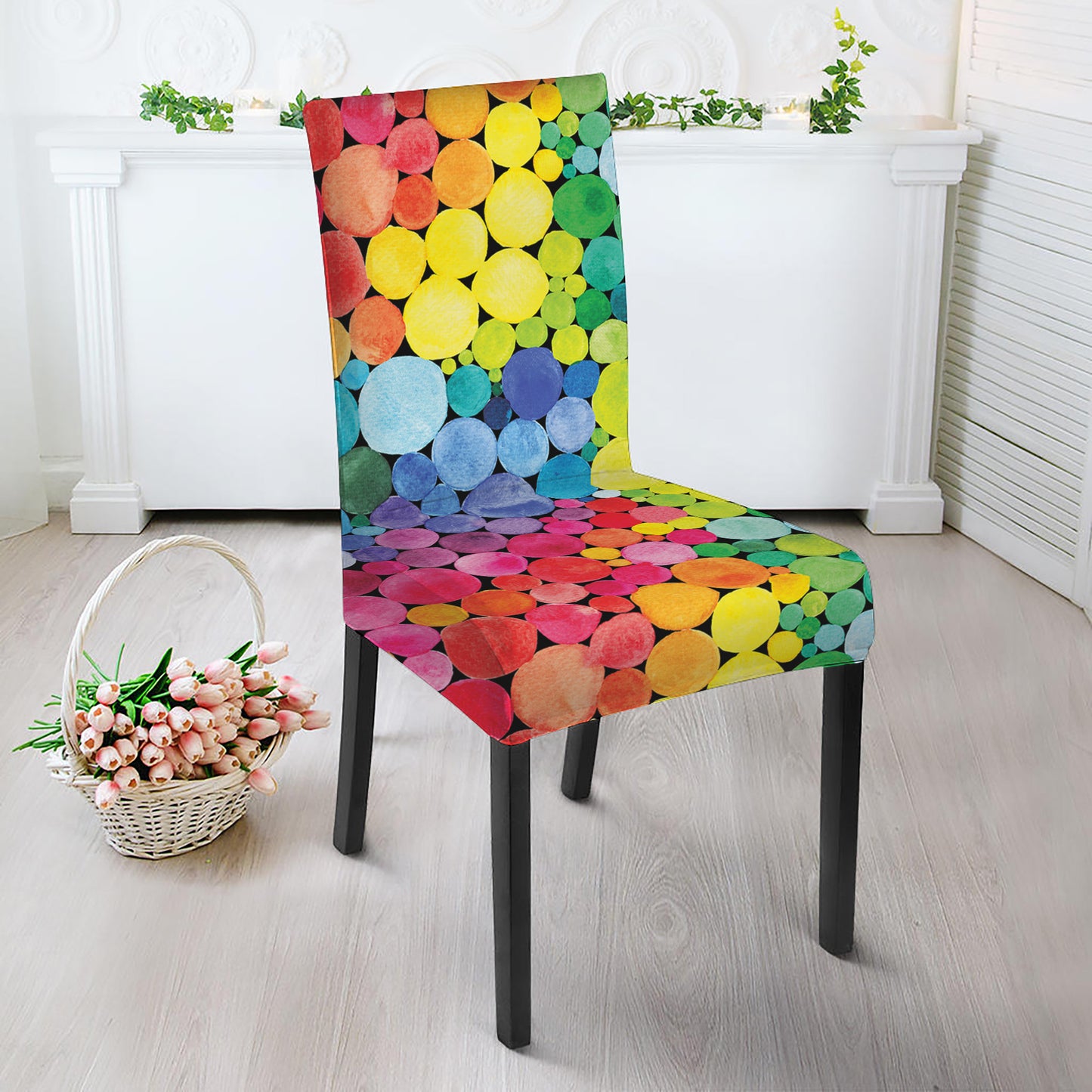 Watercolor Rainbow Pattern Print Dining Chair Slipcover