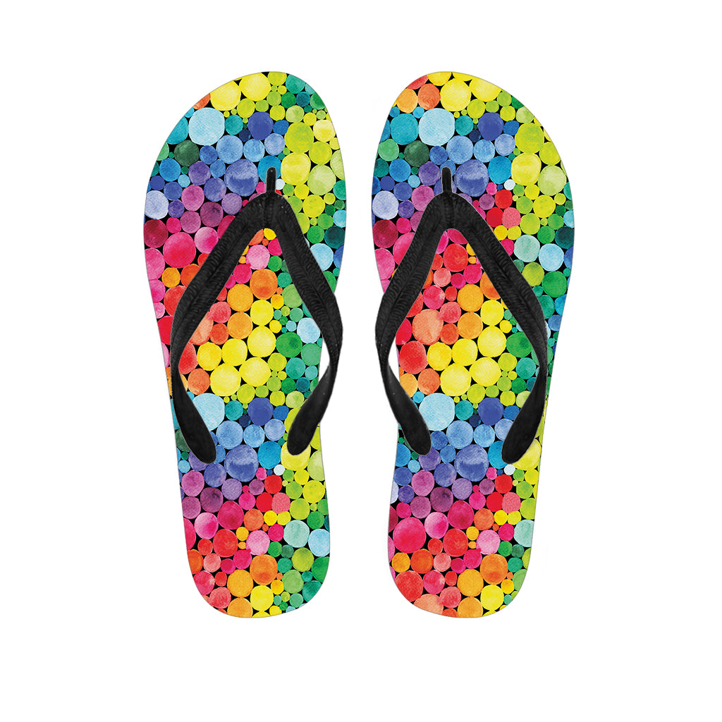 Watercolor Rainbow Pattern Print Flip Flops