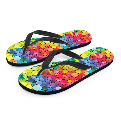 Watercolor Rainbow Pattern Print Flip Flops