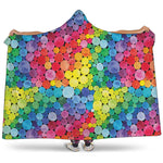 Watercolor Rainbow Pattern Print Hooded Blanket