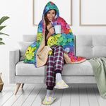 Watercolor Rainbow Pattern Print Hooded Blanket