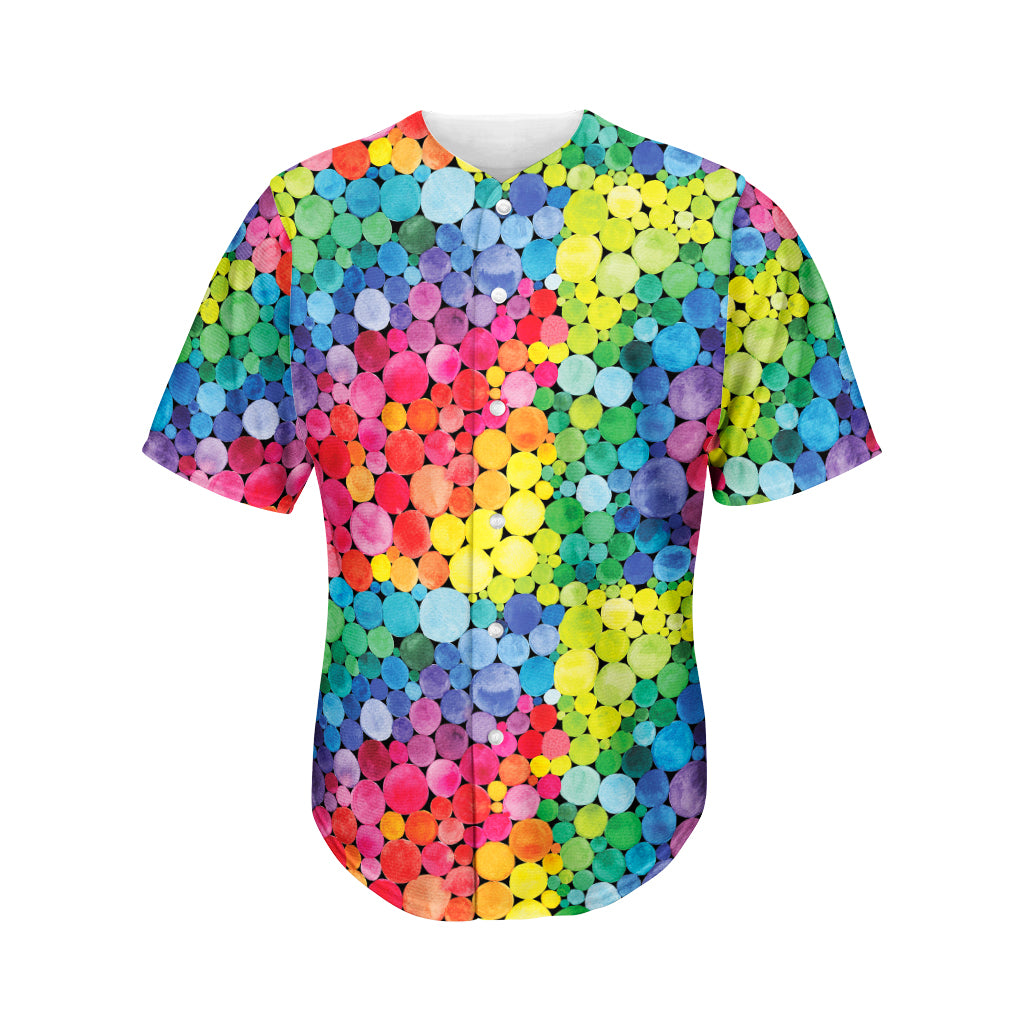 Watercolor Rainbow Pattern Print Men's Baseball Jersey