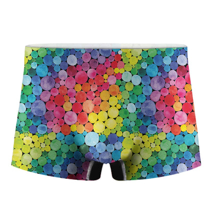 Watercolor Rainbow Pattern Print Men's Boxer Briefs