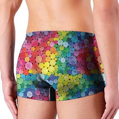Watercolor Rainbow Pattern Print Men's Boxer Briefs