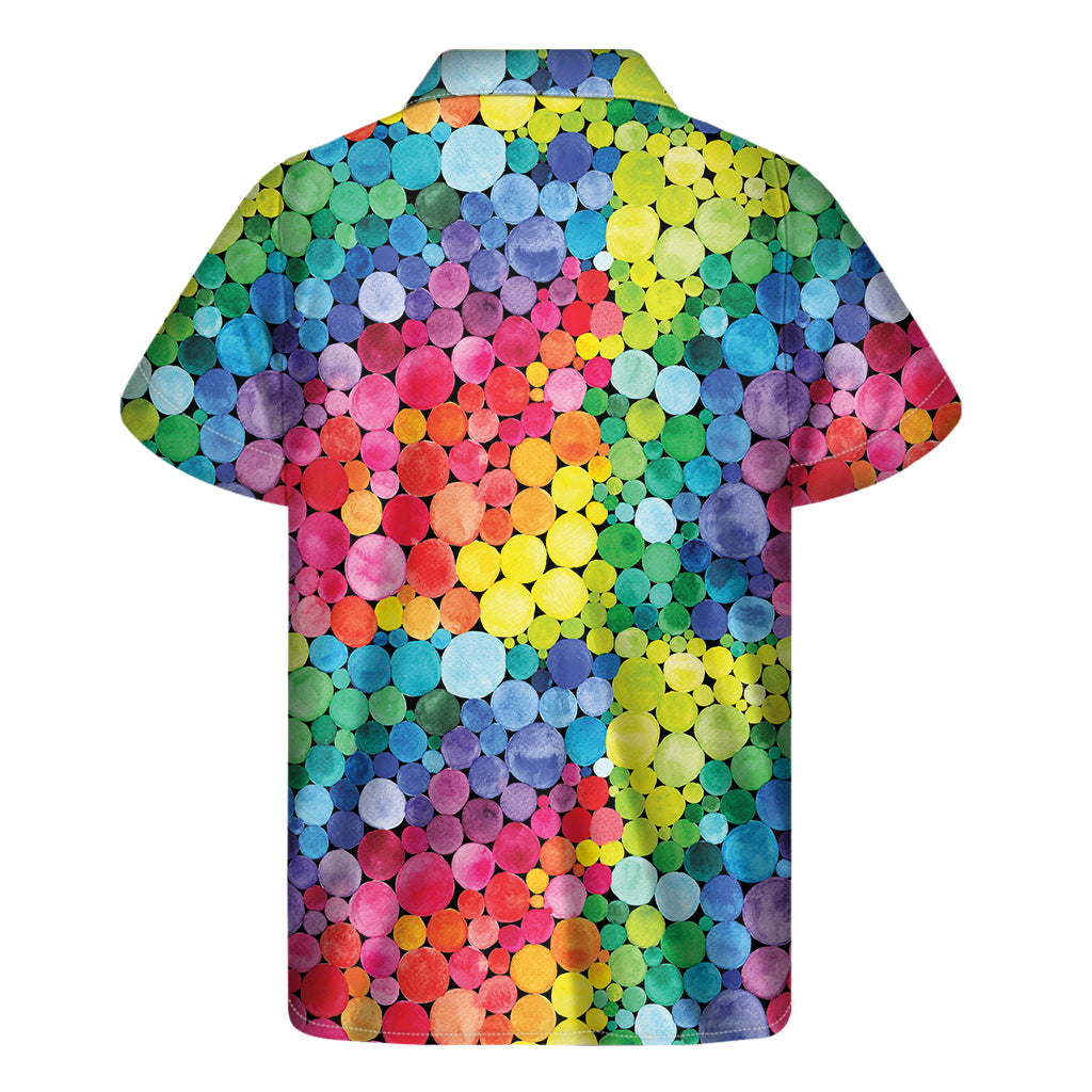 Watercolor Rainbow Pattern Print Men's Short Sleeve Shirt