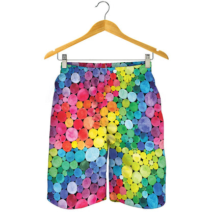 Watercolor Rainbow Pattern Print Men's Shorts