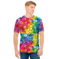 Watercolor Rainbow Pattern Print Men's T-Shirt