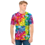 Watercolor Rainbow Pattern Print Men's T-Shirt