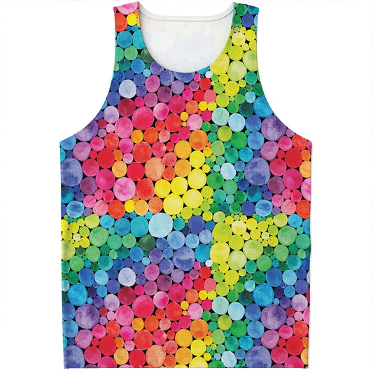 Watercolor Rainbow Pattern Print Men's Tank Top