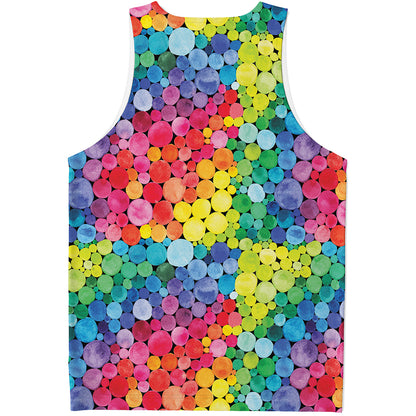 Watercolor Rainbow Pattern Print Men's Tank Top