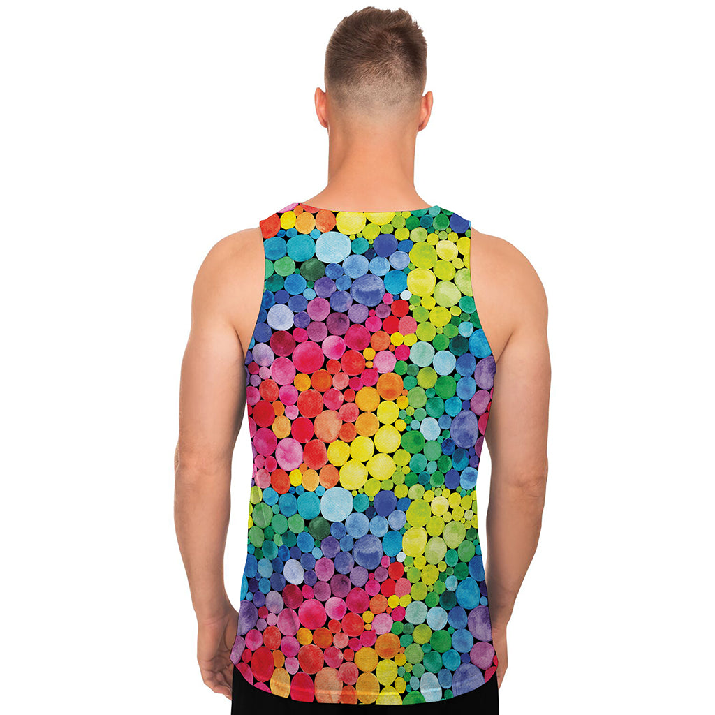 Watercolor Rainbow Pattern Print Men's Tank Top