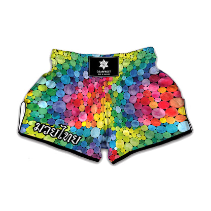 Watercolor Rainbow Pattern Print Muay Thai Boxing Shorts