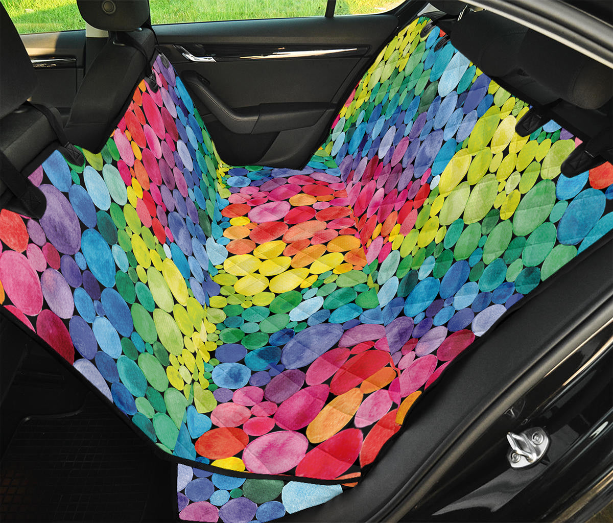 Watercolor Rainbow Pattern Print Pet Car Back Seat Cover