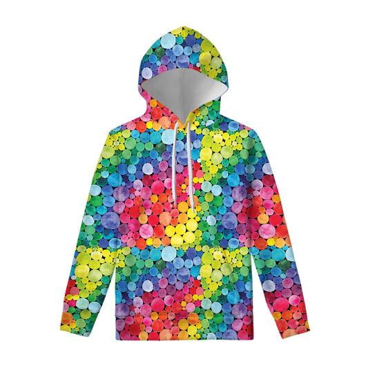 Watercolor Rainbow Pattern Print Pullover Hoodie