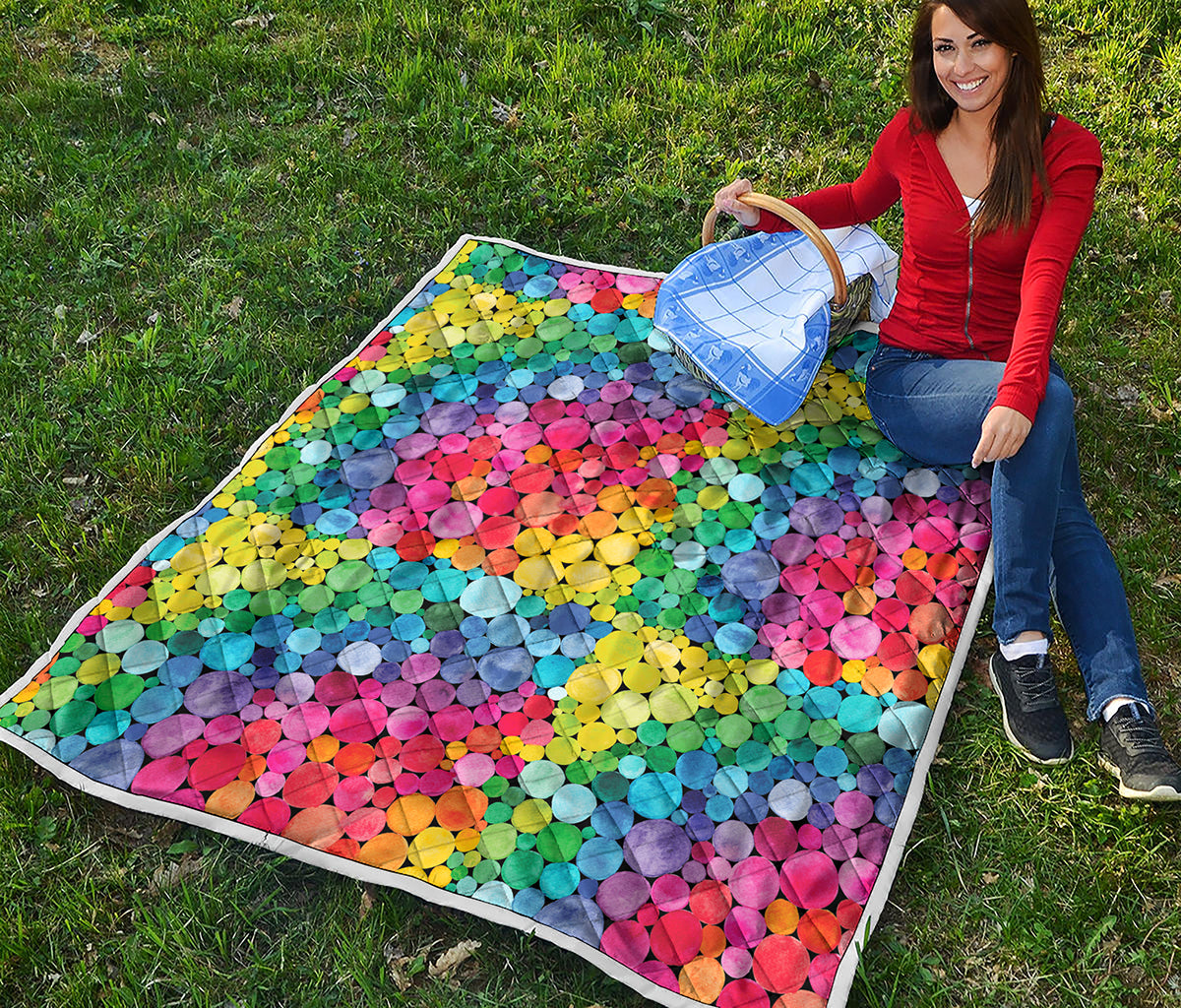 Watercolor Rainbow Pattern Print Quilt
