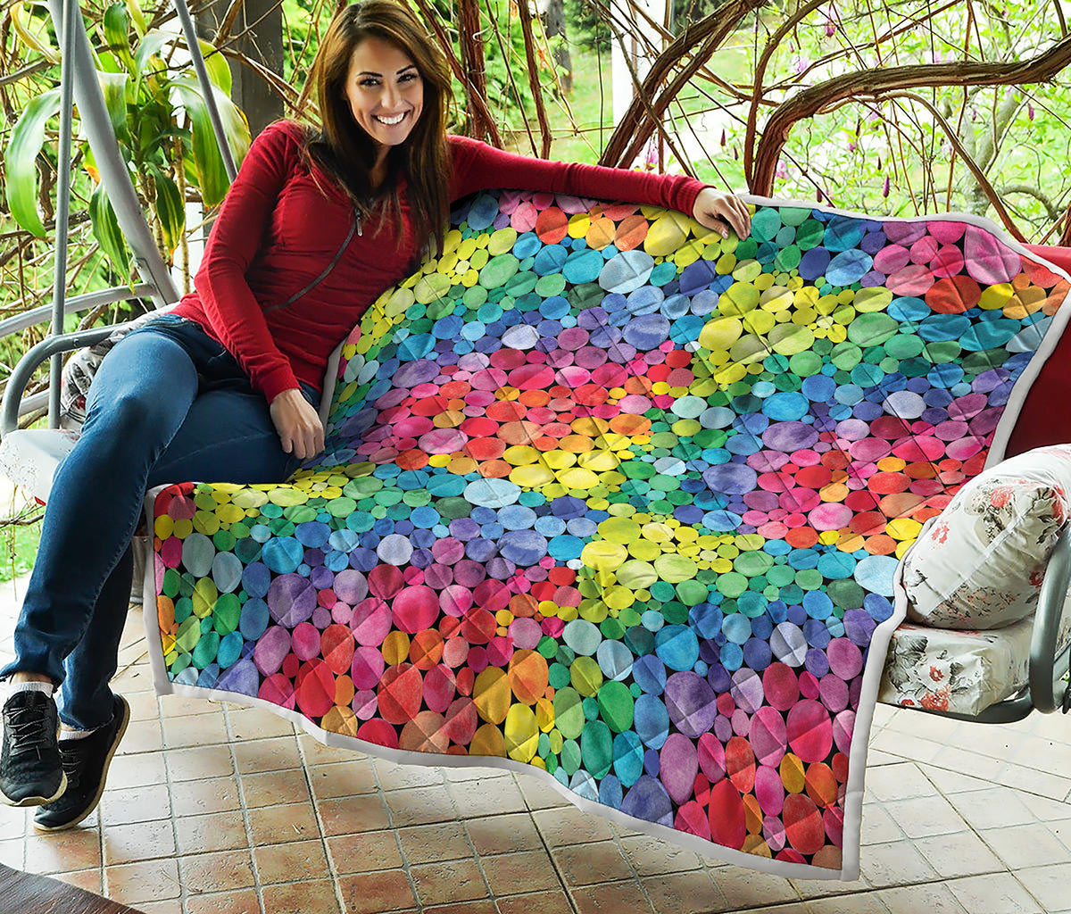 Watercolor Rainbow Pattern Print Quilt