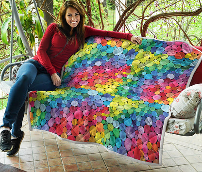 Watercolor Rainbow Pattern Print Quilt