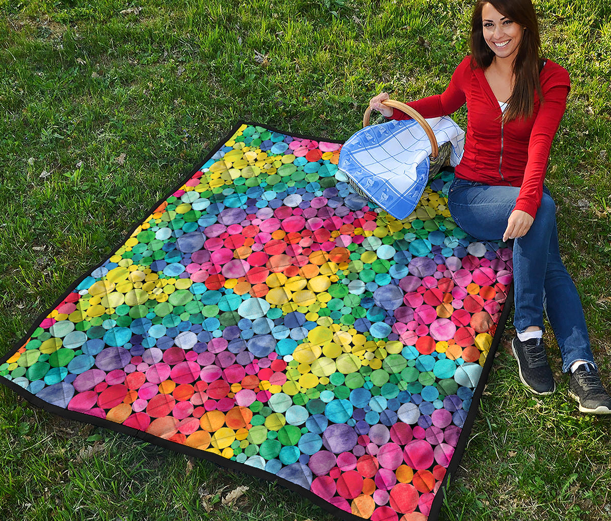 Watercolor Rainbow Pattern Print Quilt