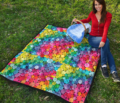 Watercolor Rainbow Pattern Print Quilt
