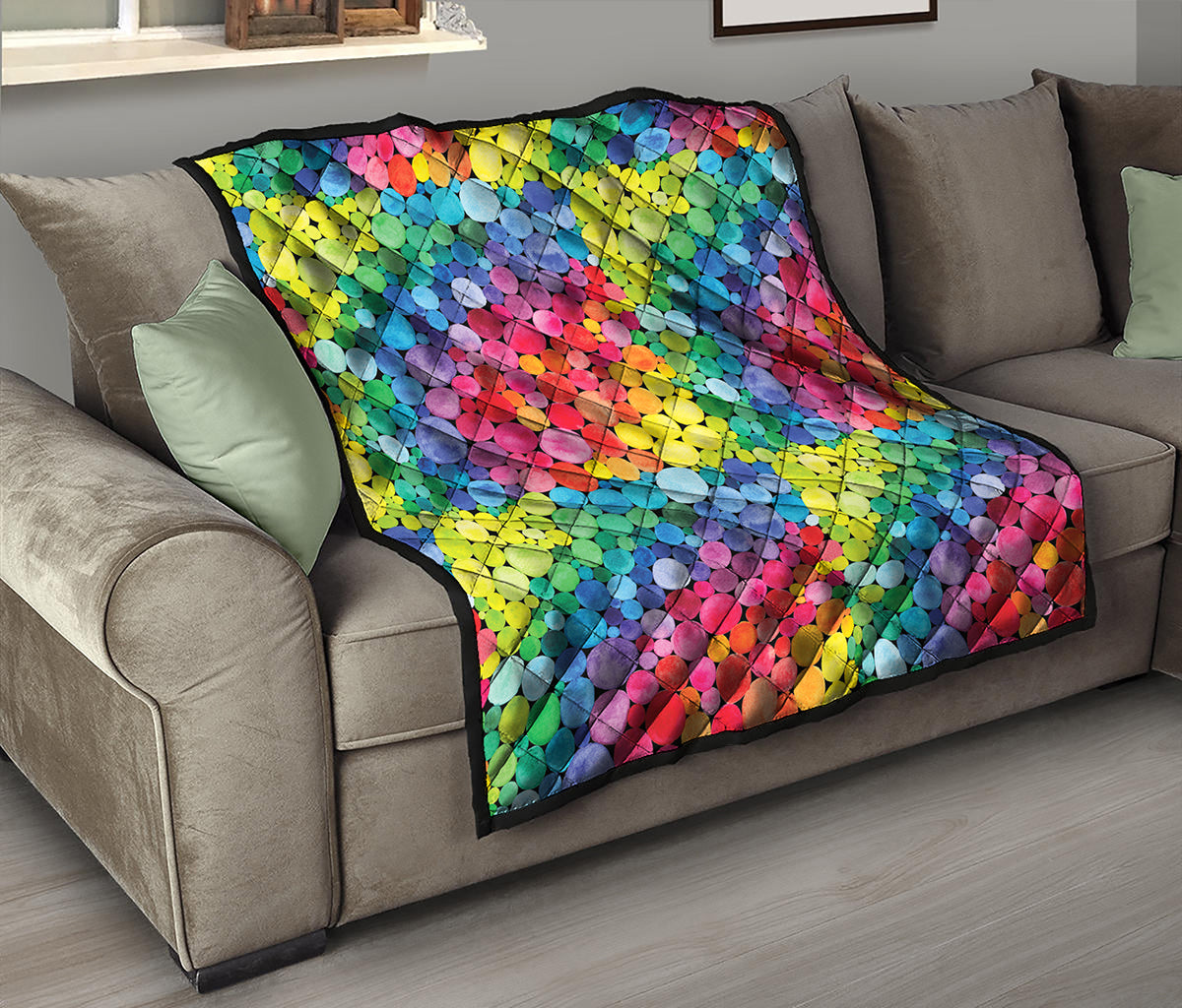 Watercolor Rainbow Pattern Print Quilt