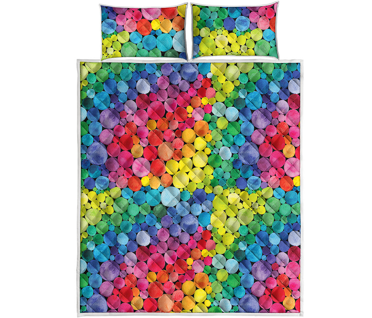 Watercolor Rainbow Pattern Print Quilt Bed Set