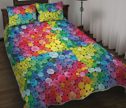 Watercolor Rainbow Pattern Print Quilt Bed Set