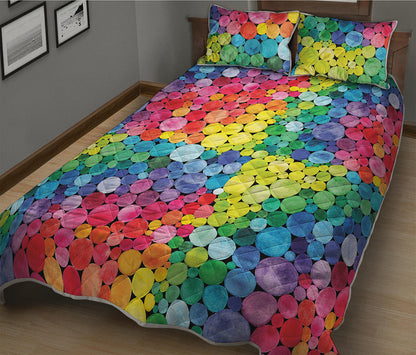 Watercolor Rainbow Pattern Print Quilt Bed Set