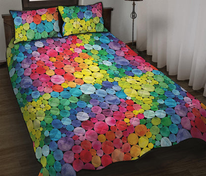 Watercolor Rainbow Pattern Print Quilt Bed Set