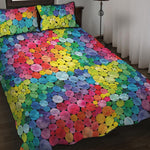 Watercolor Rainbow Pattern Print Quilt Bed Set