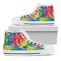 Watercolor Rainbow Pattern Print White High Top Sneakers