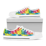 Watercolor Rainbow Pattern Print White Low Top Shoes