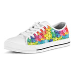 Watercolor Rainbow Pattern Print White Low Top Shoes