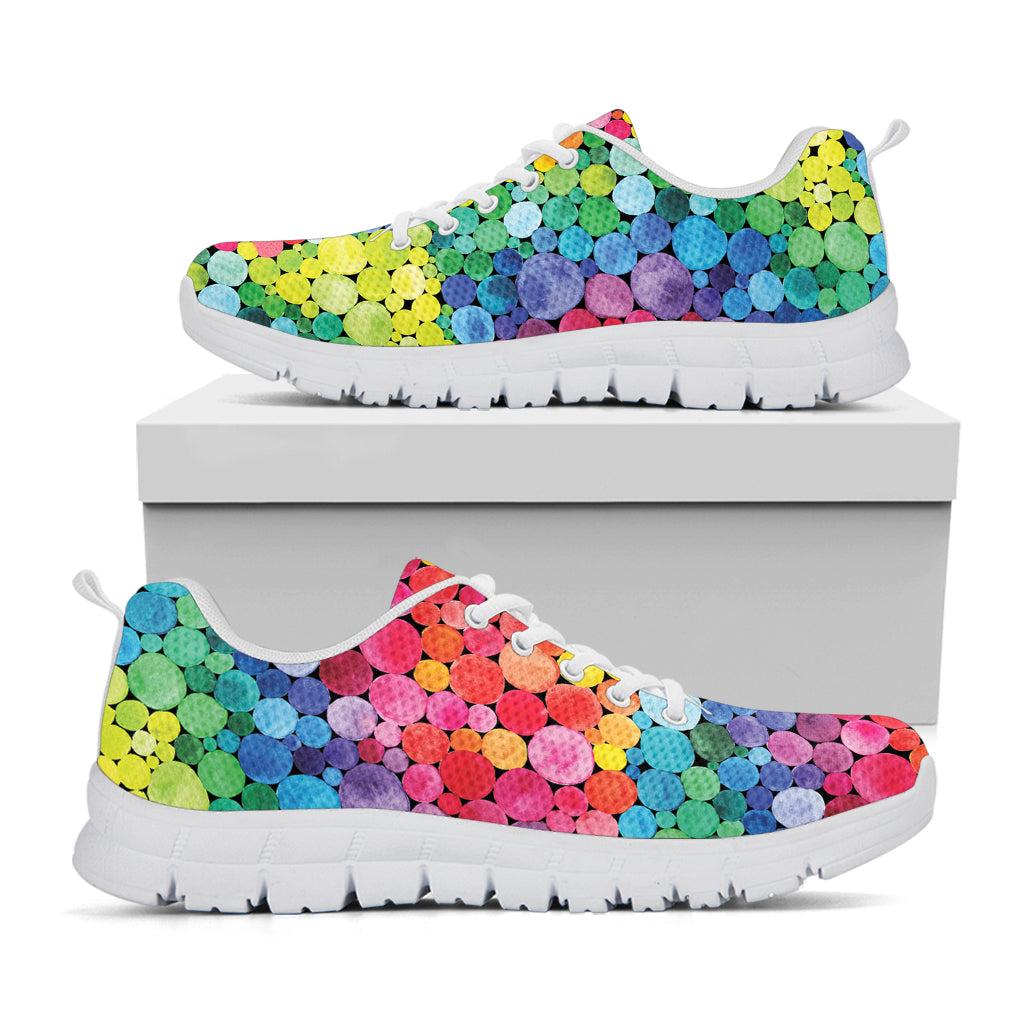 Watercolor Rainbow Pattern Print White Sneakers