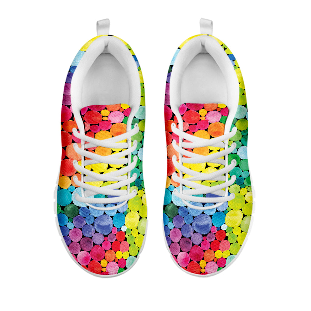 Watercolor Rainbow Pattern Print White Sneakers