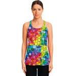 Watercolor Rainbow Pattern Print Women's Racerback Tank Top