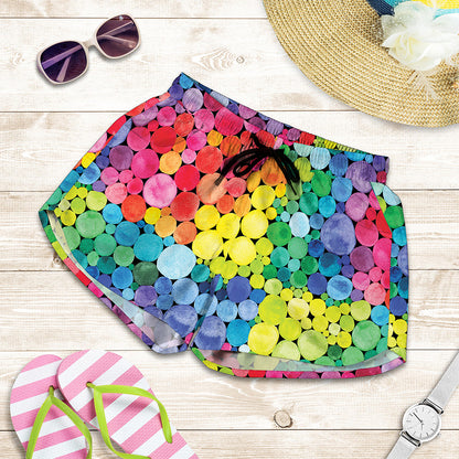 Watercolor Rainbow Pattern Print Women's Shorts