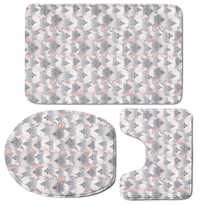 Watercolor Rat Pattern Print 3 Piece Bath Mat Set