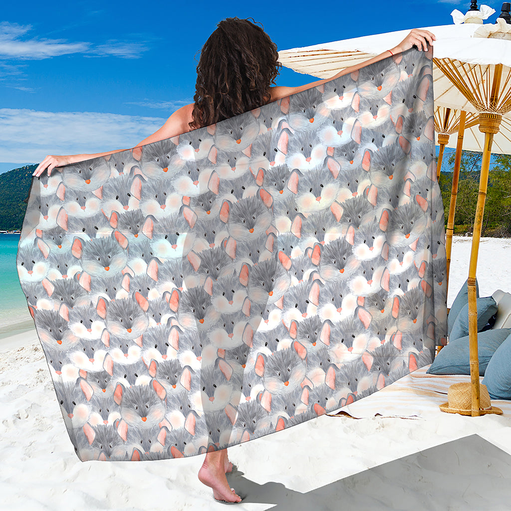 Watercolor Rat Pattern Print Beach Sarong Wrap