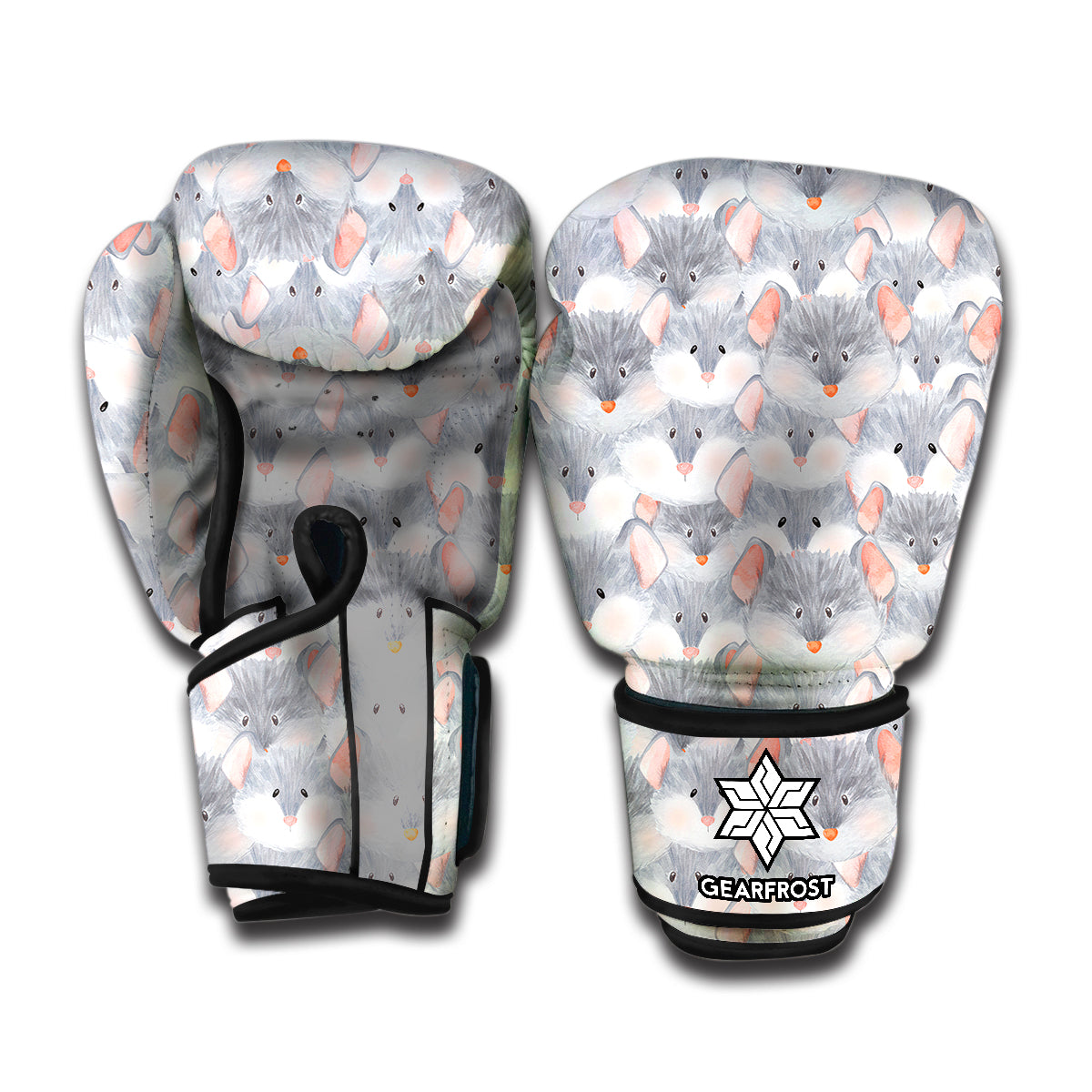 Watercolor Rat Pattern Print Boxing Gloves