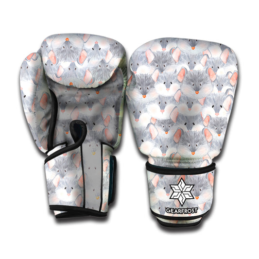 Watercolor Rat Pattern Print Boxing Gloves