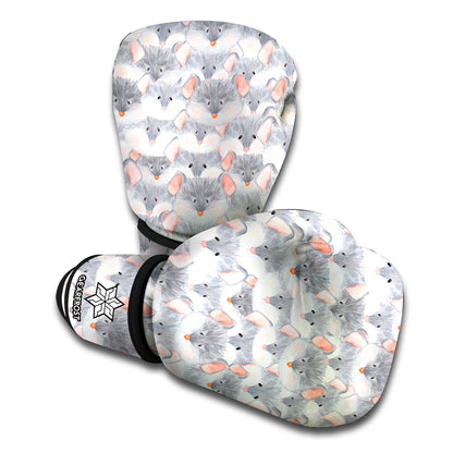 Watercolor Rat Pattern Print Boxing Gloves