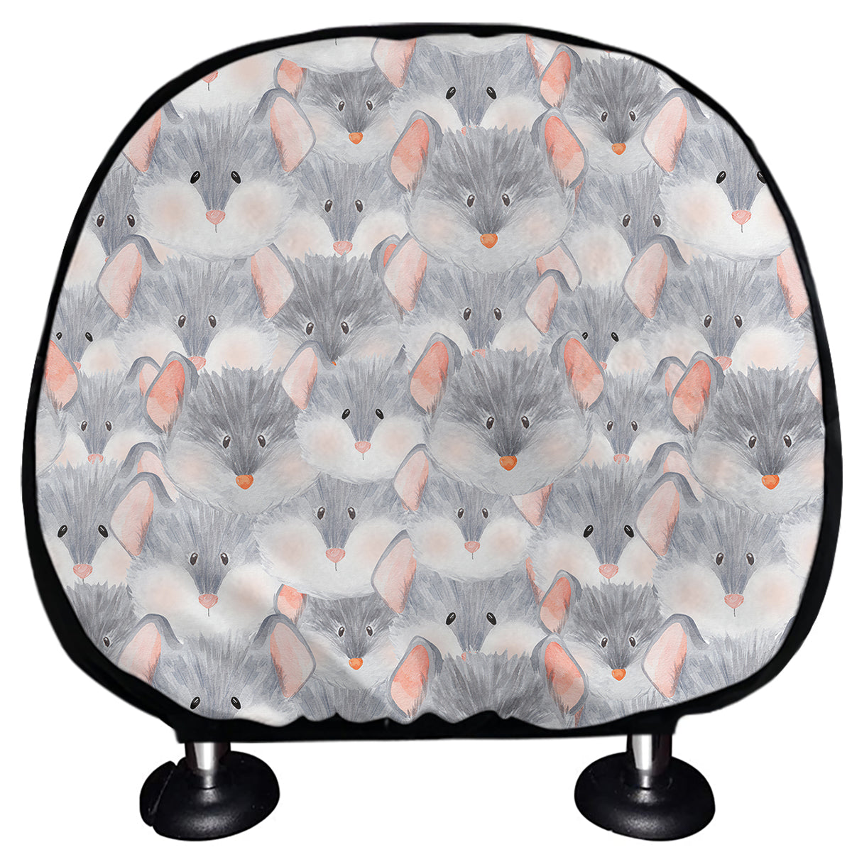 Watercolor Rat Pattern Print Car Headrest Covers