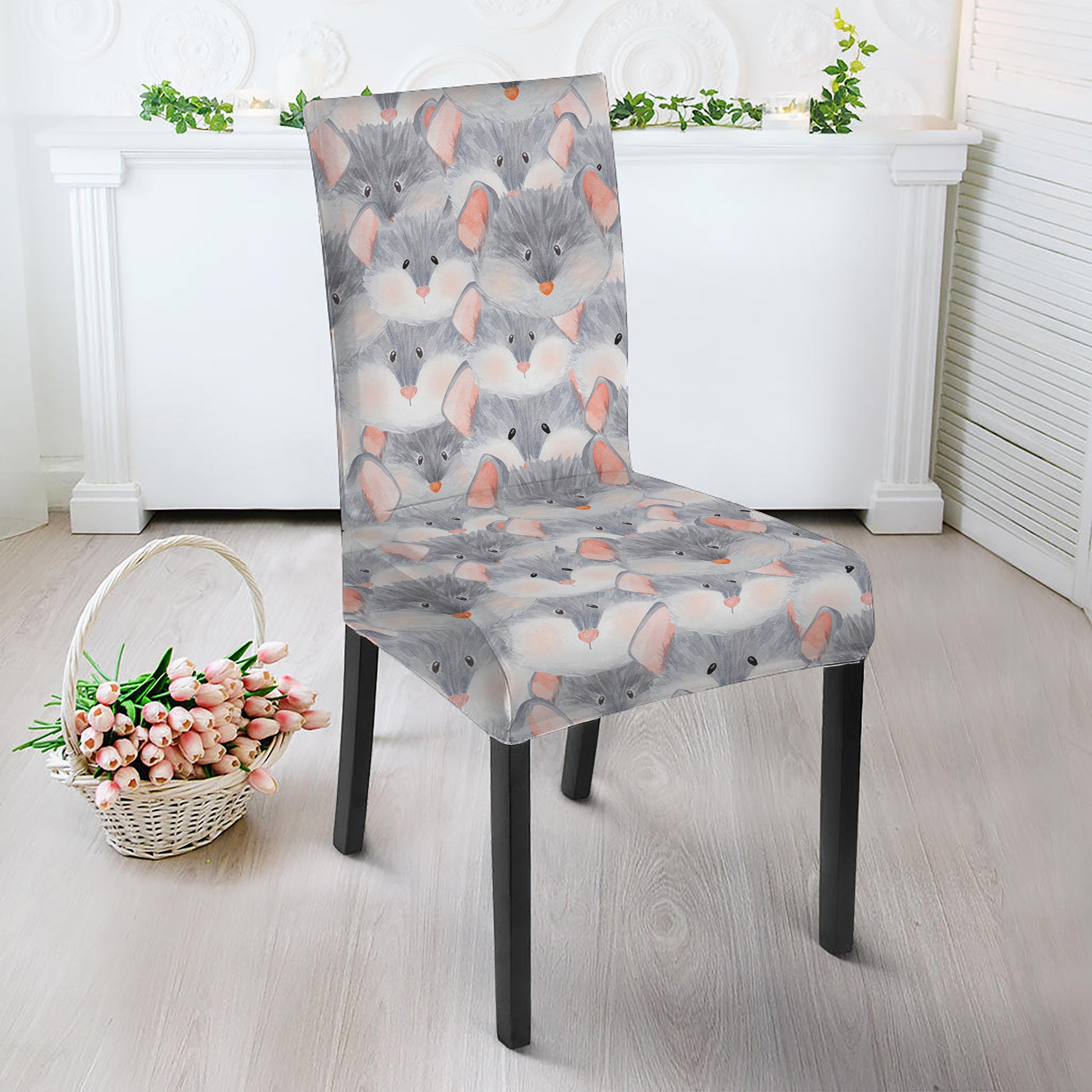 Watercolor Rat Pattern Print Dining Chair Slipcover